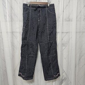 Loeka Black White Pinstriped Cargo Tech Skater Pants Gorpcore Streetwear M